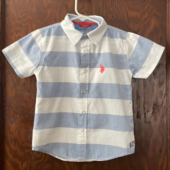 EUC Short Sleeve Striped Button-down Shirt 4T - Picture 1 of 5
